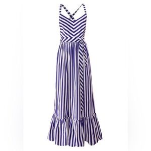 J.Crew Striped Ruffle Maxi Tank Dress